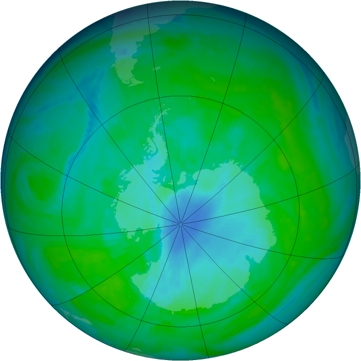 Antarctic ozone map for 19 December 1997